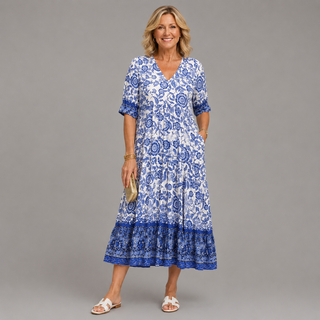 Isabelle | Robe fleurie V-neck élégante femme