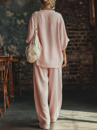 Noémie | Ensemble Chemise V-Cou et Pantalon Femme