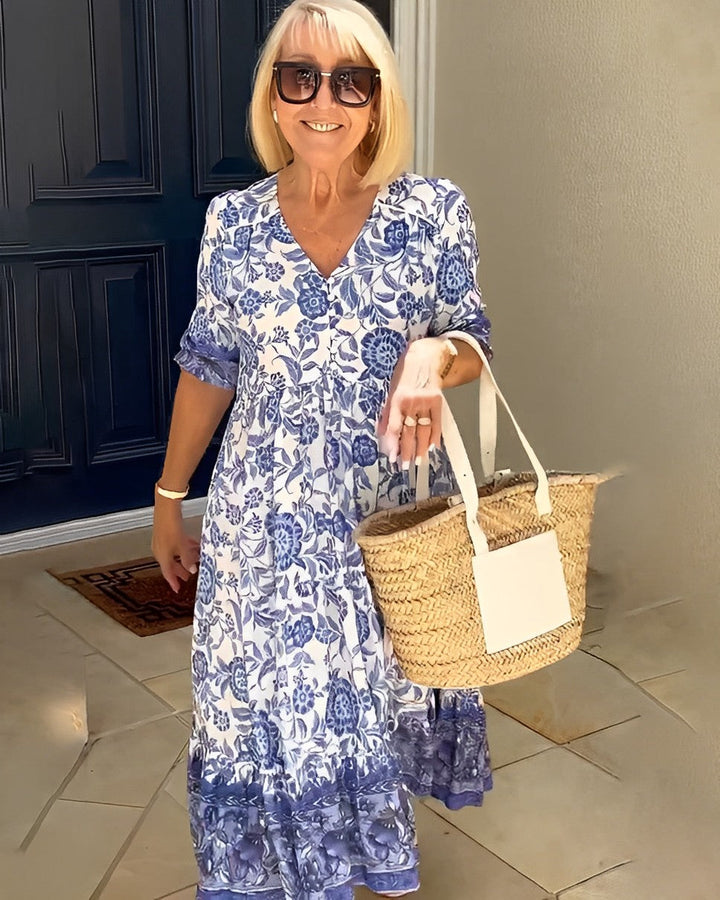 Keisha | Robe fleurie décolleté en V élégante femme