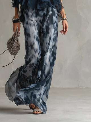 Daphné | Ensemble Top à Col Halter et Pantalon Ample Imprimé Femme