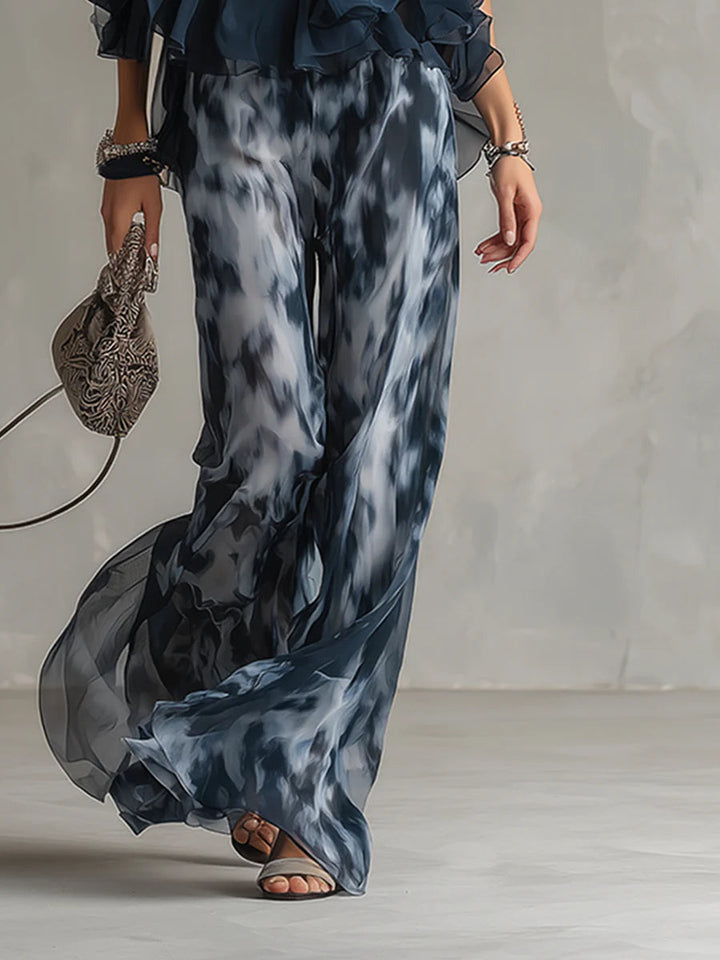 Daphné | Ensemble Top à Col Halter et Pantalon Ample Imprimé Femme