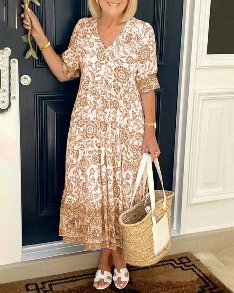 Keisha | Robe fleurie décolleté en V élégante femme