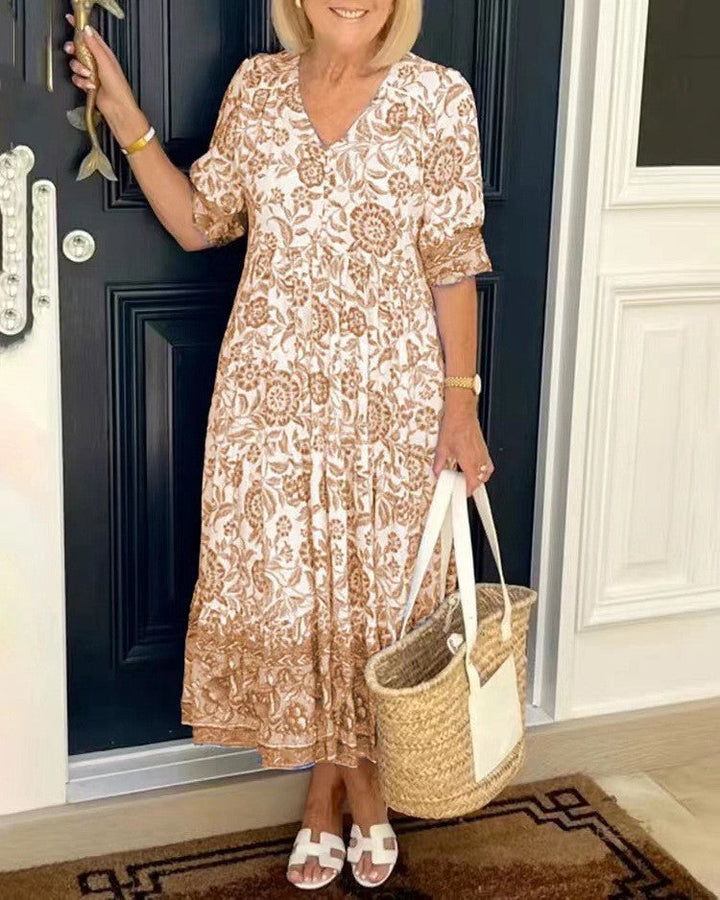 Keisha | Robe fleurie décolleté en V élégante femme