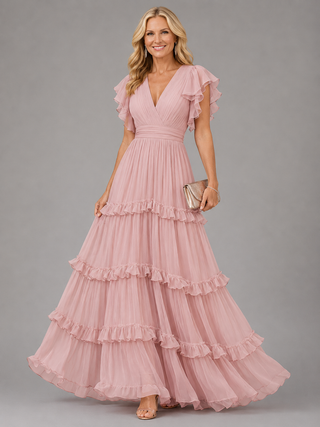 Madeline | Robe de mariée maxi élégante rose pâle femme