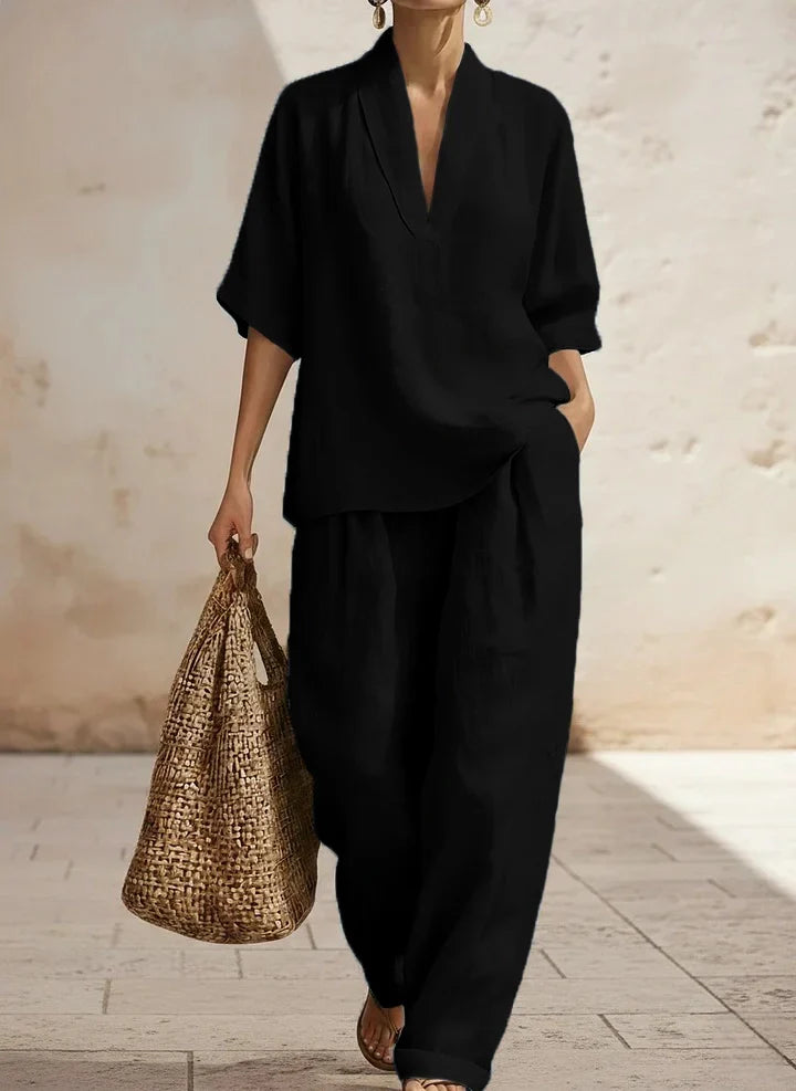 Nicole | Ensemble en Lin Deux Pièces Sans Effort Femme