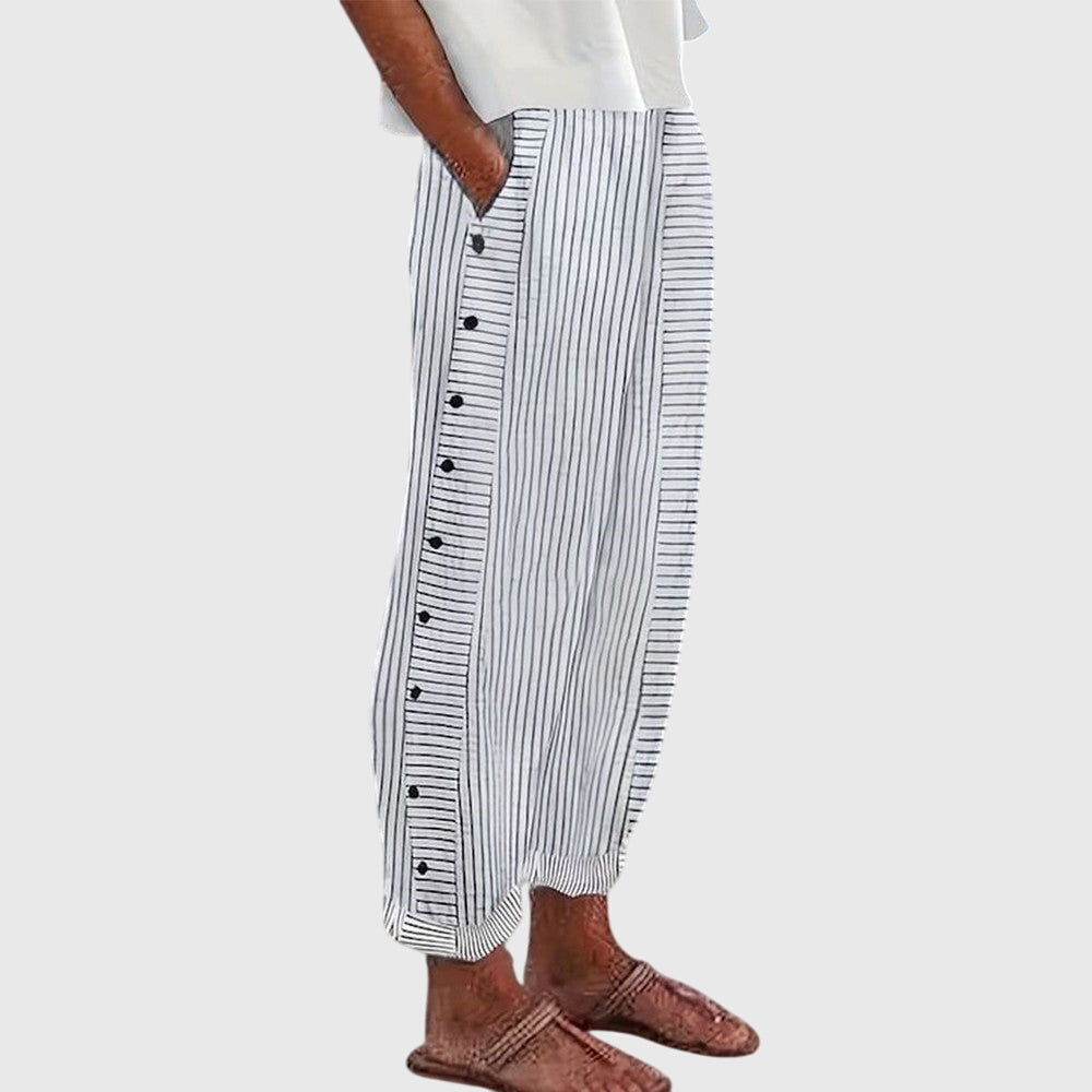 Rosalie | Pantalon rayé bohème femme boutonné