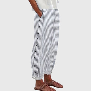 Rosalie | Pantalon rayé bohème femme boutonné