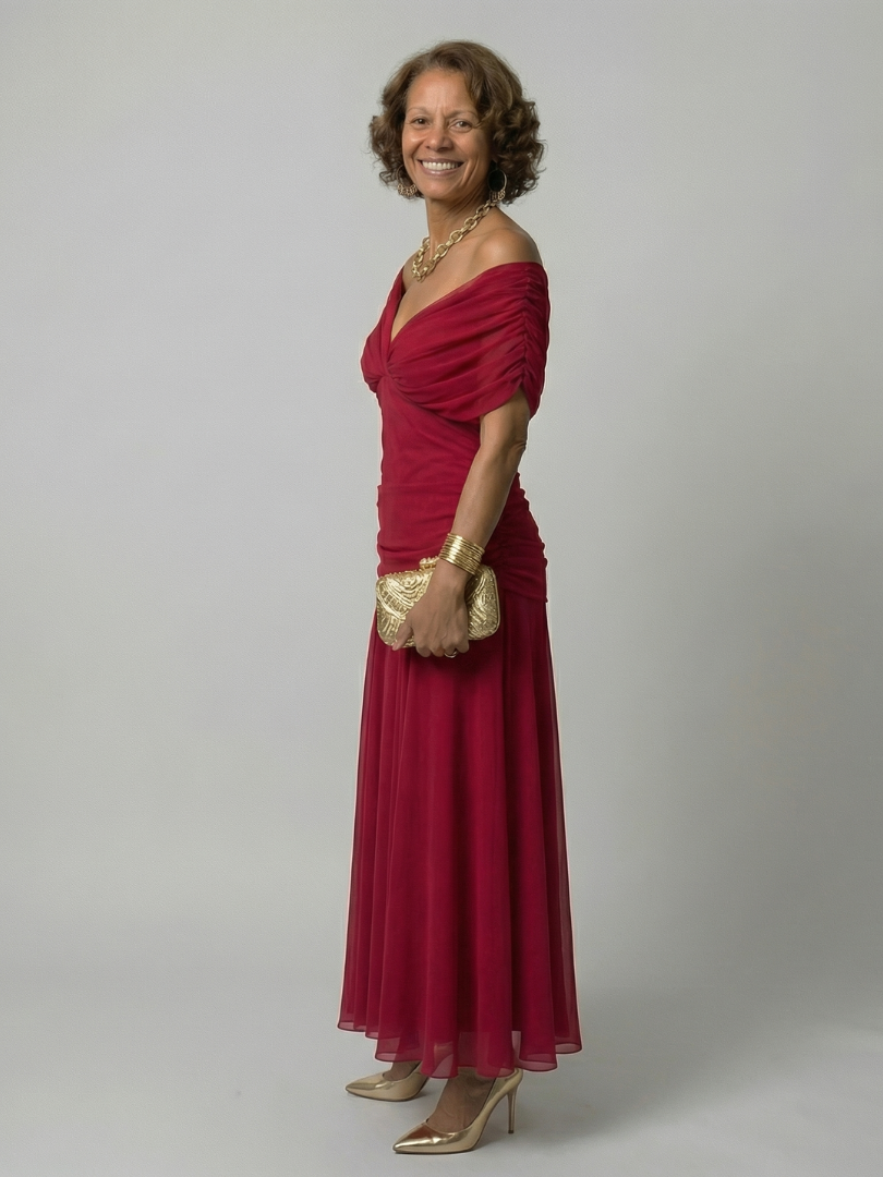 Pénélope | Robes midi fluides off-épaules femme