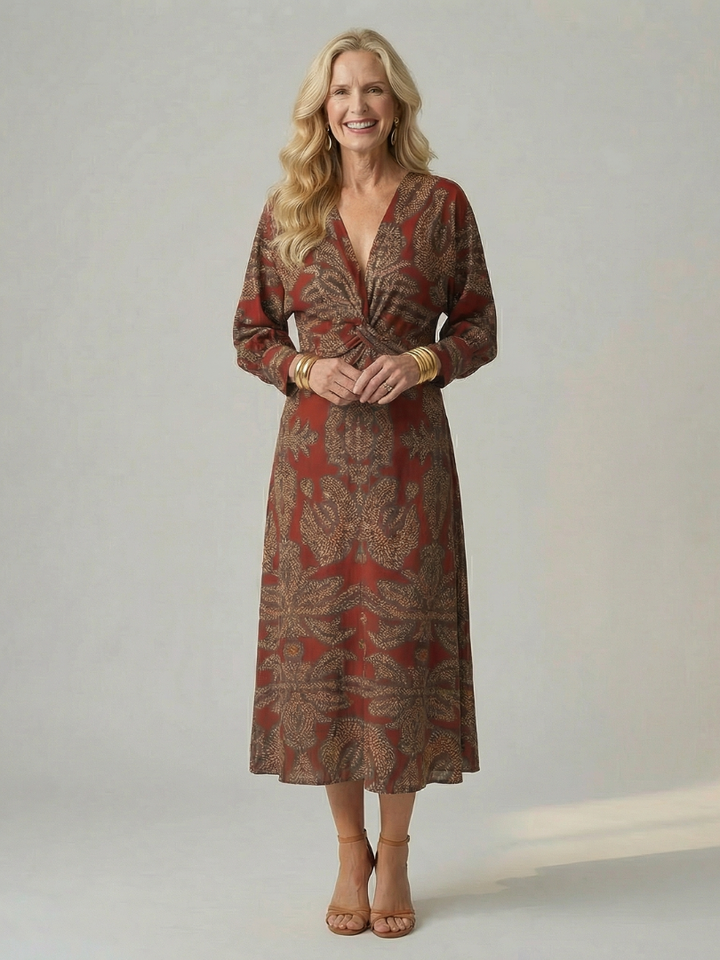 Gabrielle | Robe midi cache-cœur naturelle femme