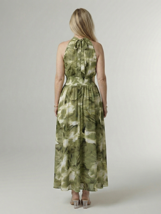 Michelle | Robe midi à encolure halter froncée femme