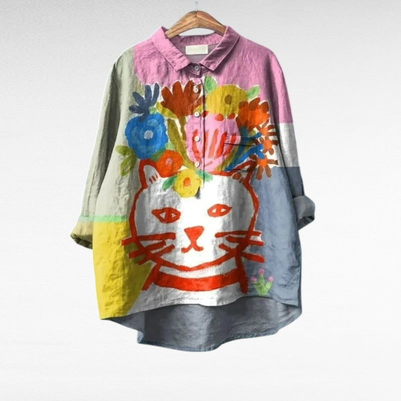 Solène | Blouse chat artistique femme