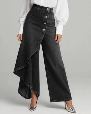 Audrey™ – Le pantalon denim taille haute à ceinture nouée, structuré et facile à vivre