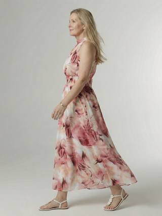 Michelle | Robe midi à encolure halter froncée femme