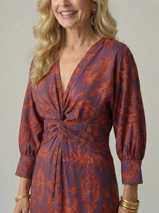 Gabrielle | Robe midi cache-cœur naturelle femme