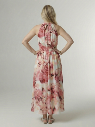 Michelle | Robe midi à encolure halter froncée femme