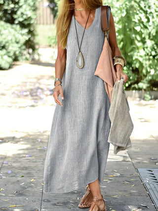 Adriana | Robe longue sans manches à col V femme