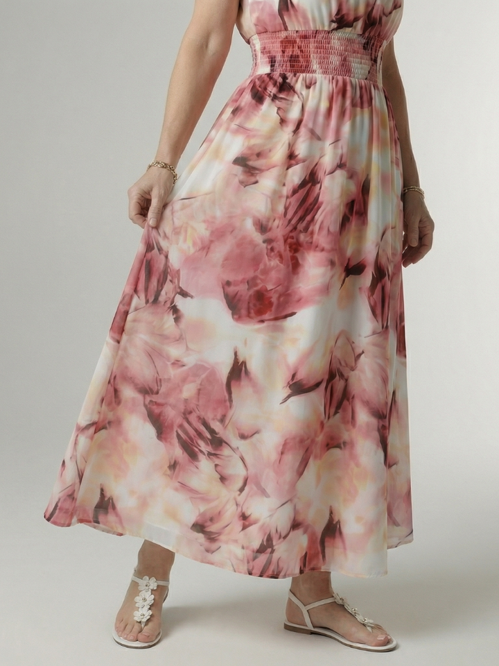 Michelle | Robe midi à encolure halter froncée femme