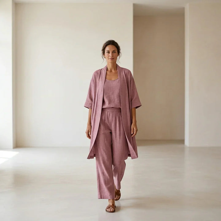 Océane | Ensemble Trois Pièces Élégant en Lin Femme