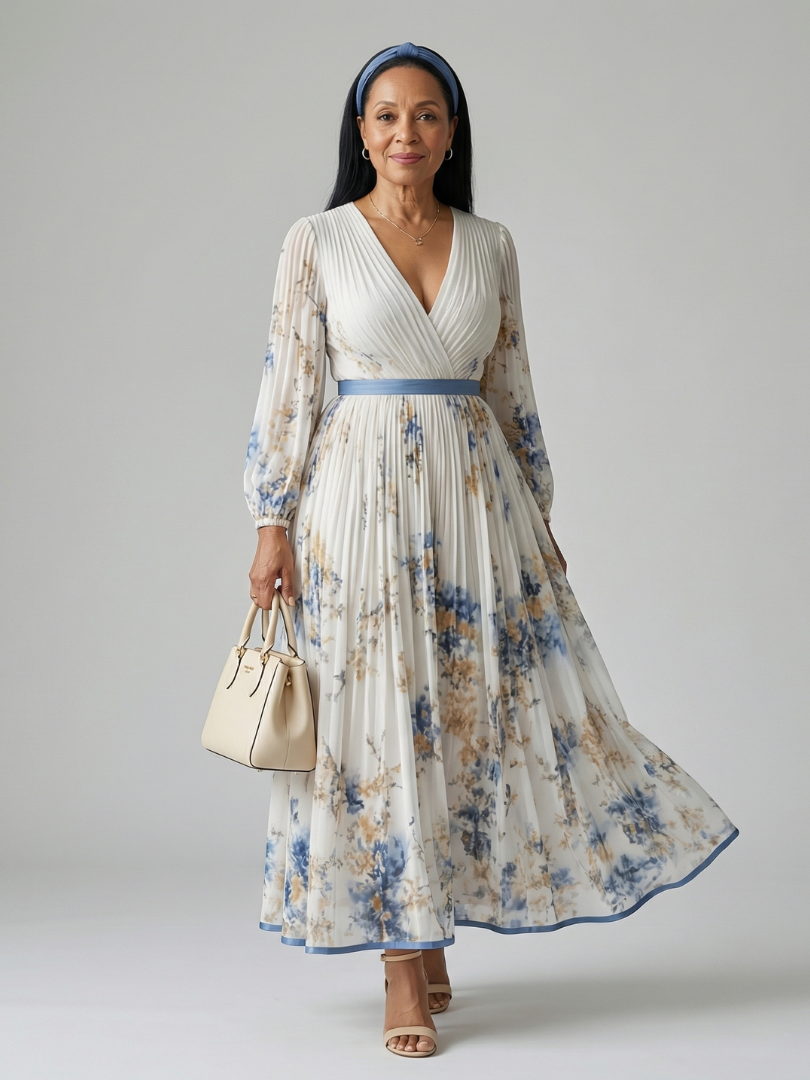 Claudine | Robe midi drapée plissée femme