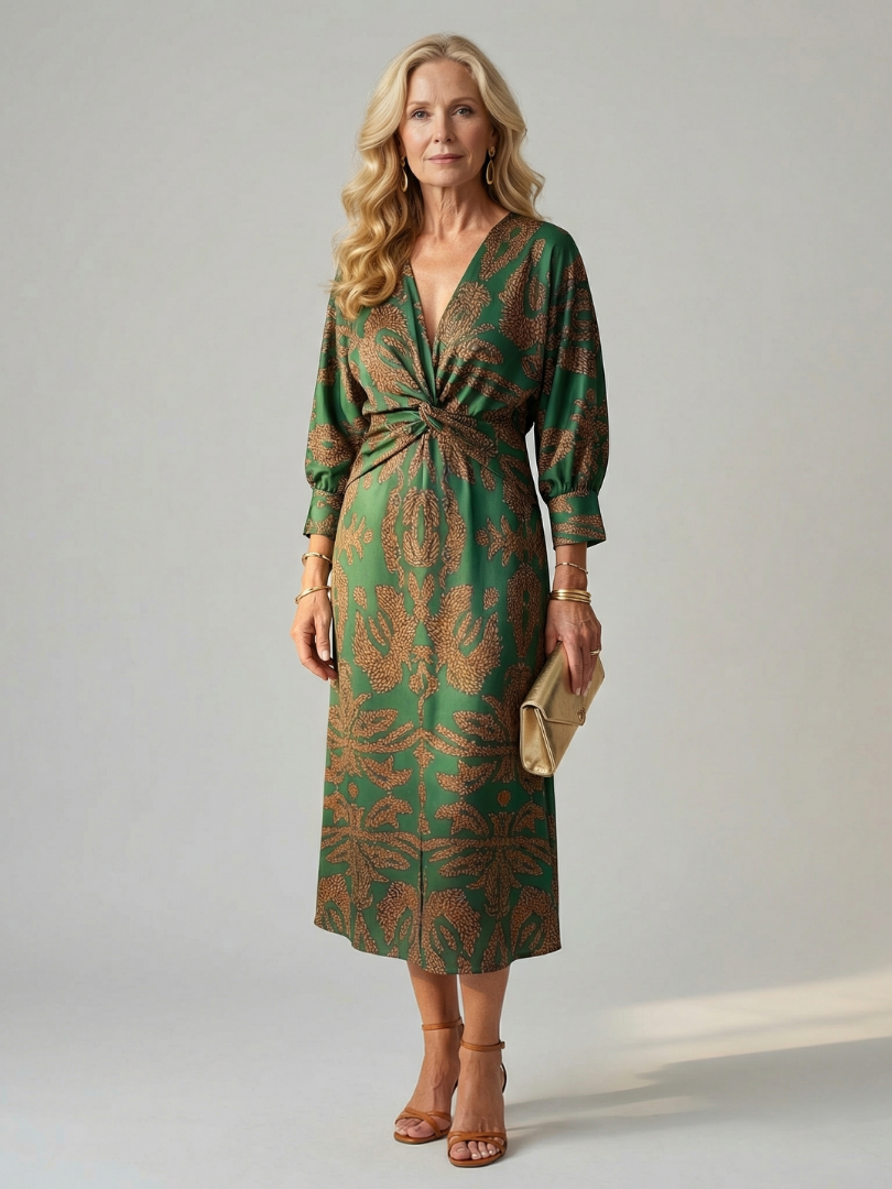 Gabrielle | Robe midi cache-cœur naturelle femme