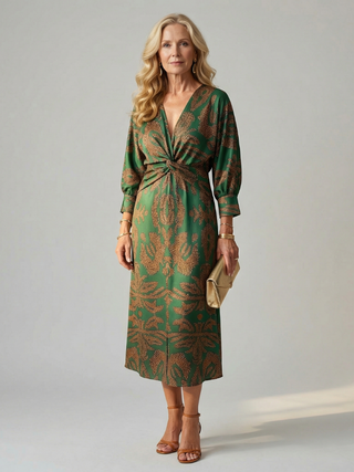 Gabrielle | Robe midi cache-cœur naturelle femme
