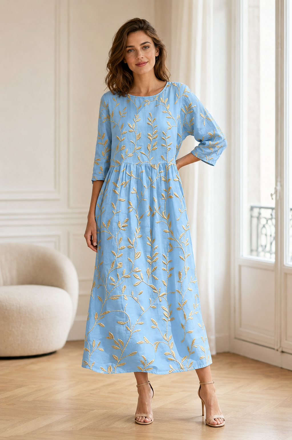 Jade — Robe longue fleurie femme élégante