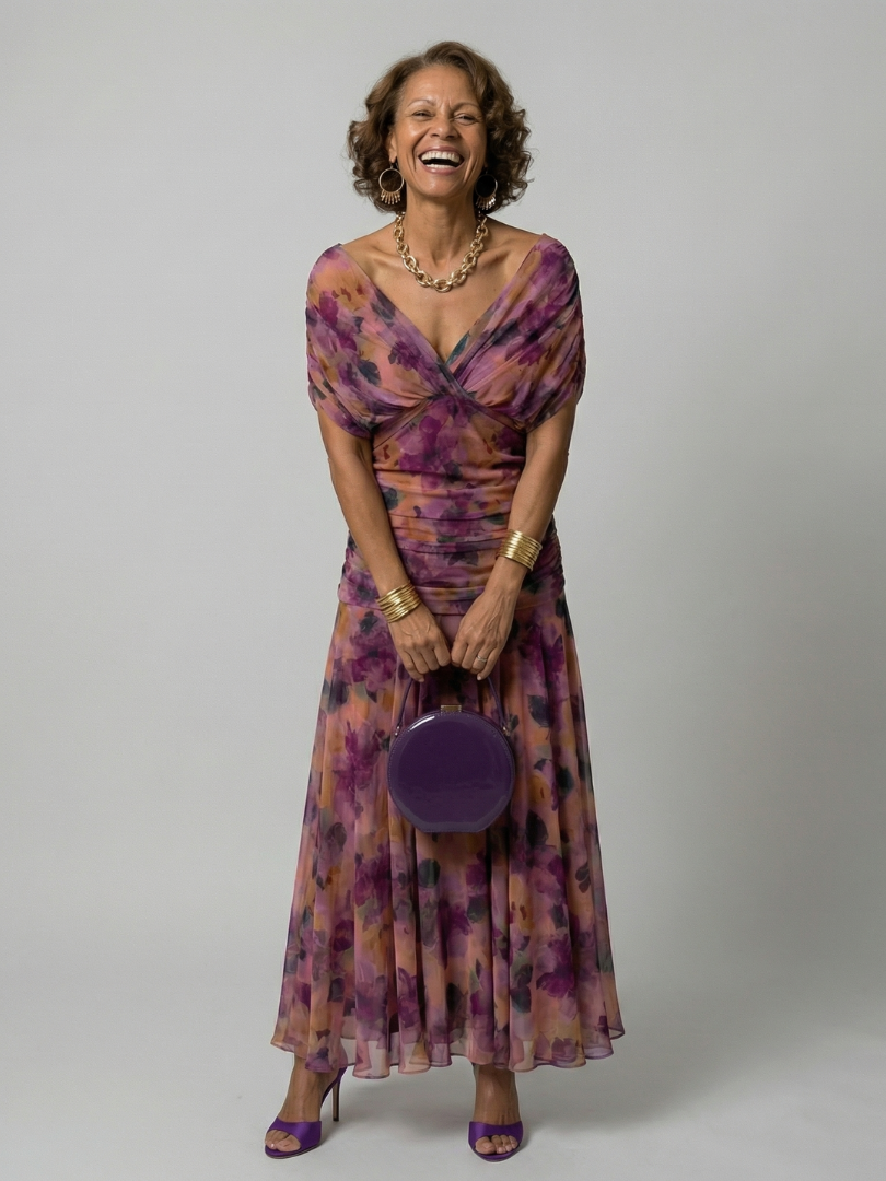 Pénélope | Robes midi fluides off-épaules femme