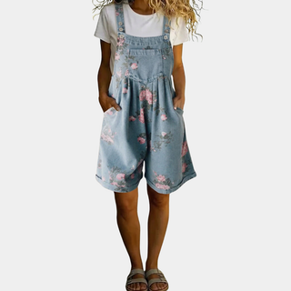 Judy™ – La salopette short en denim fleuri, douce et légère pour l'été