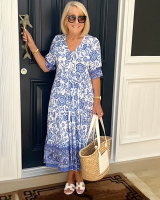 Isabelle | Robe fleurie V-neck élégante femme
