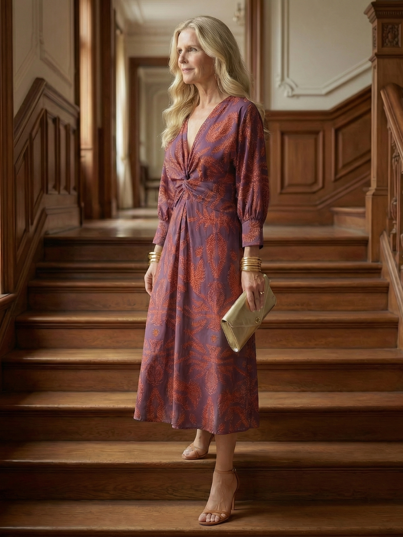 Gabrielle | Robe midi cache-cœur naturelle femme