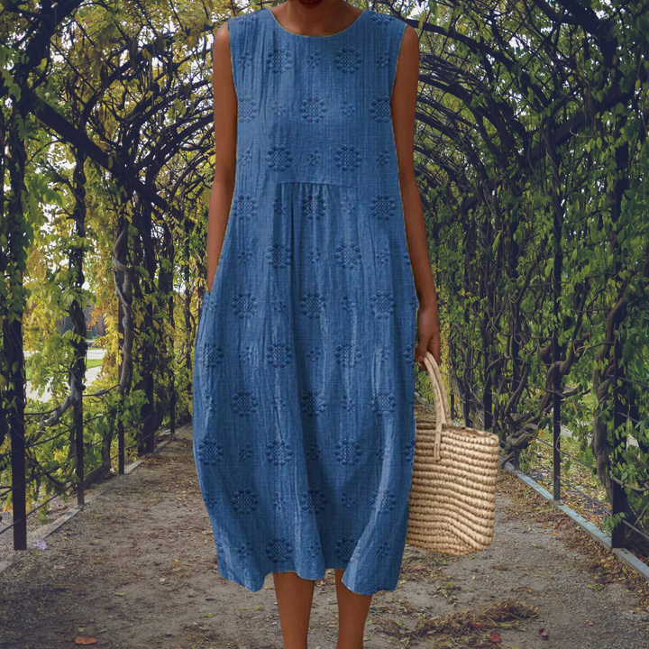 Aikaterini | Robe élégante sans manches avec poches femme