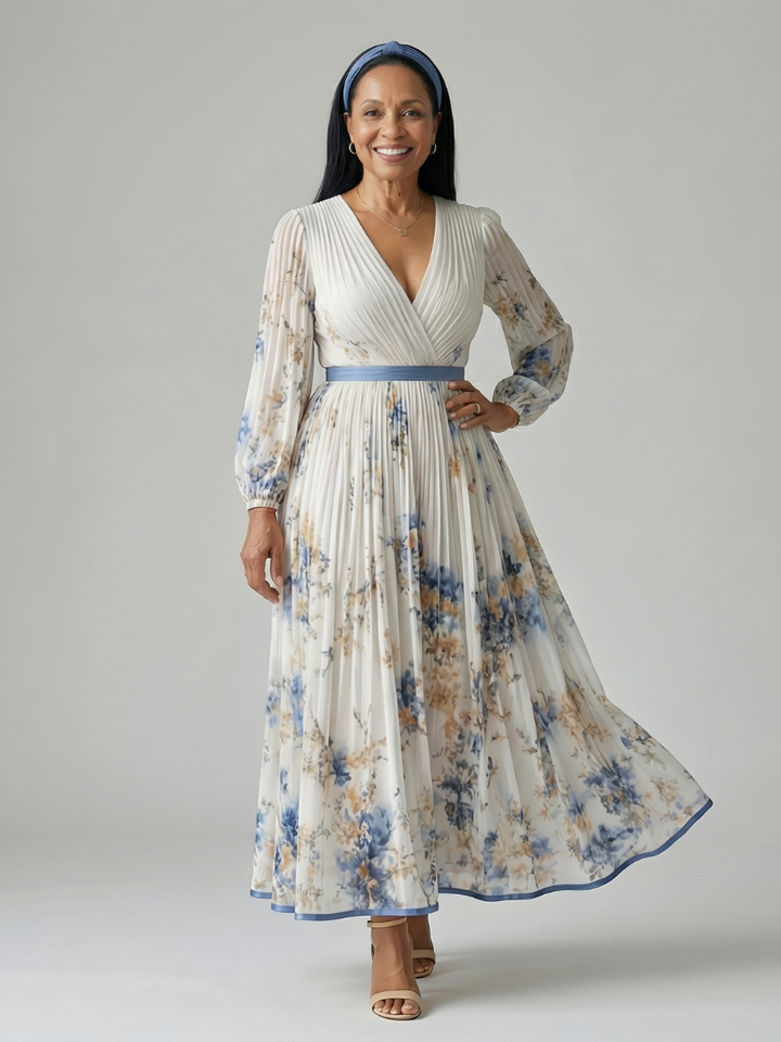 Claudine | Robe midi drapée plissée femme