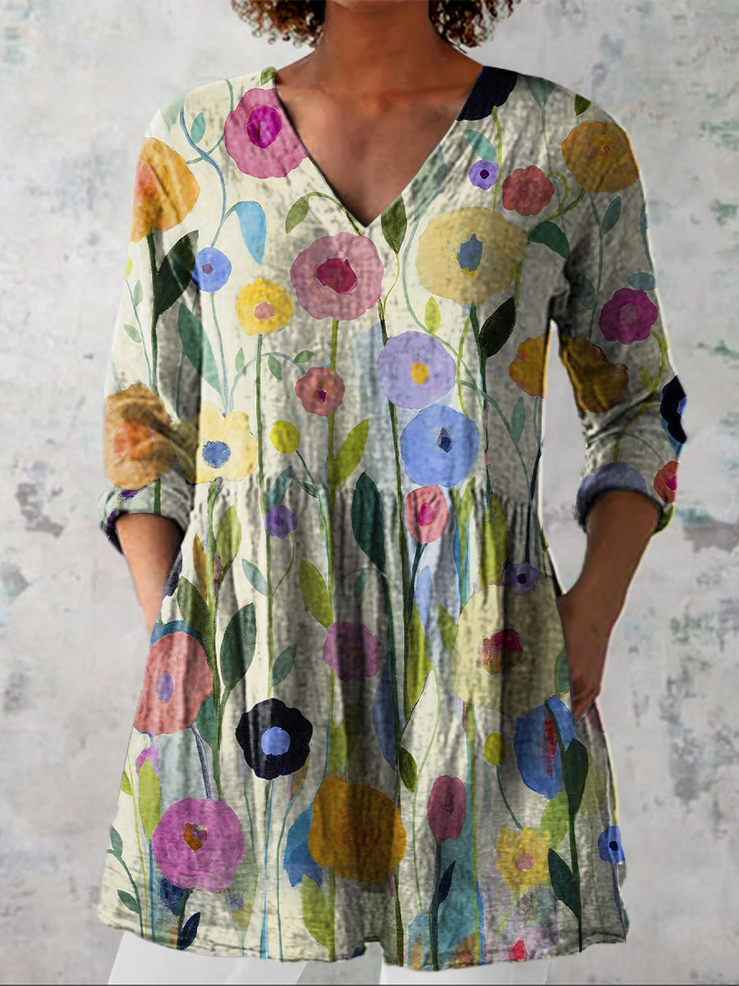 Louise | Blouse longue avec décolleté en V femme