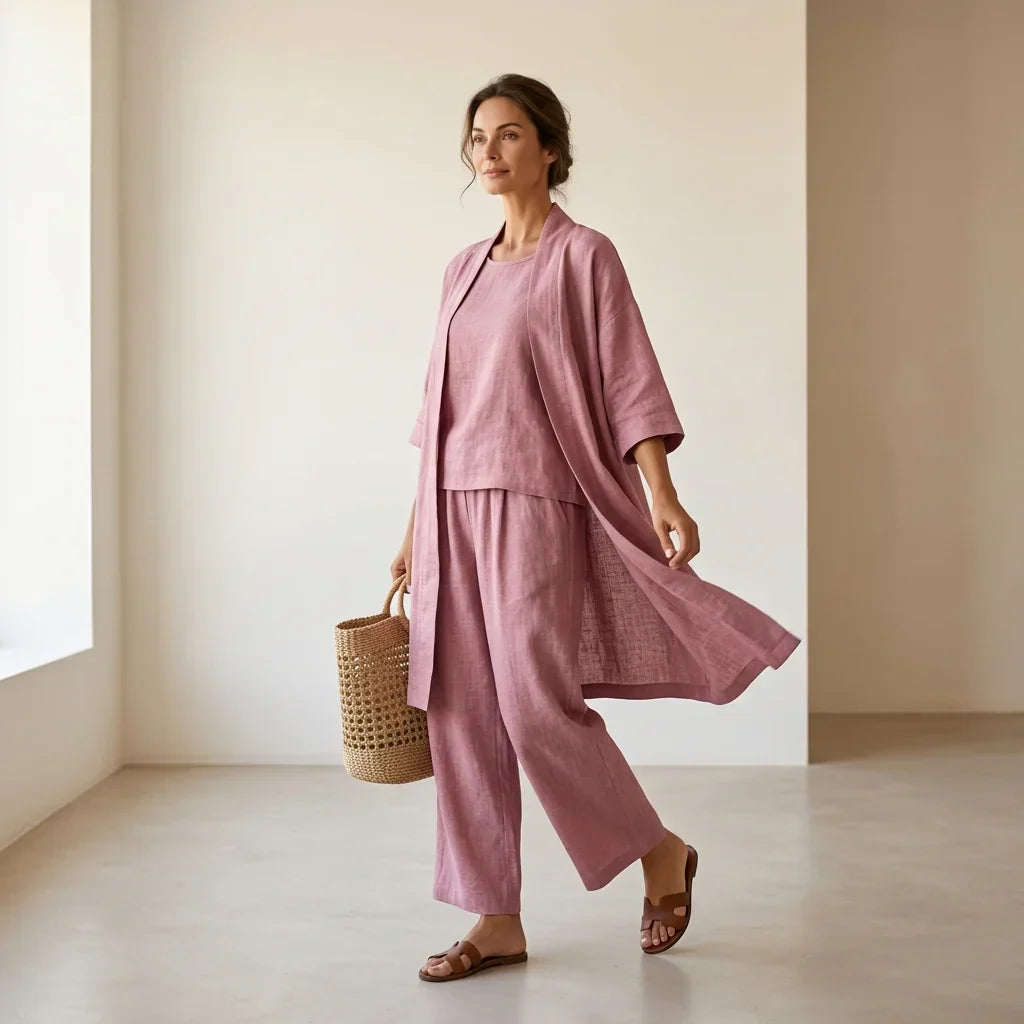 Océane | Ensemble Trois Pièces Élégant en Lin Femme