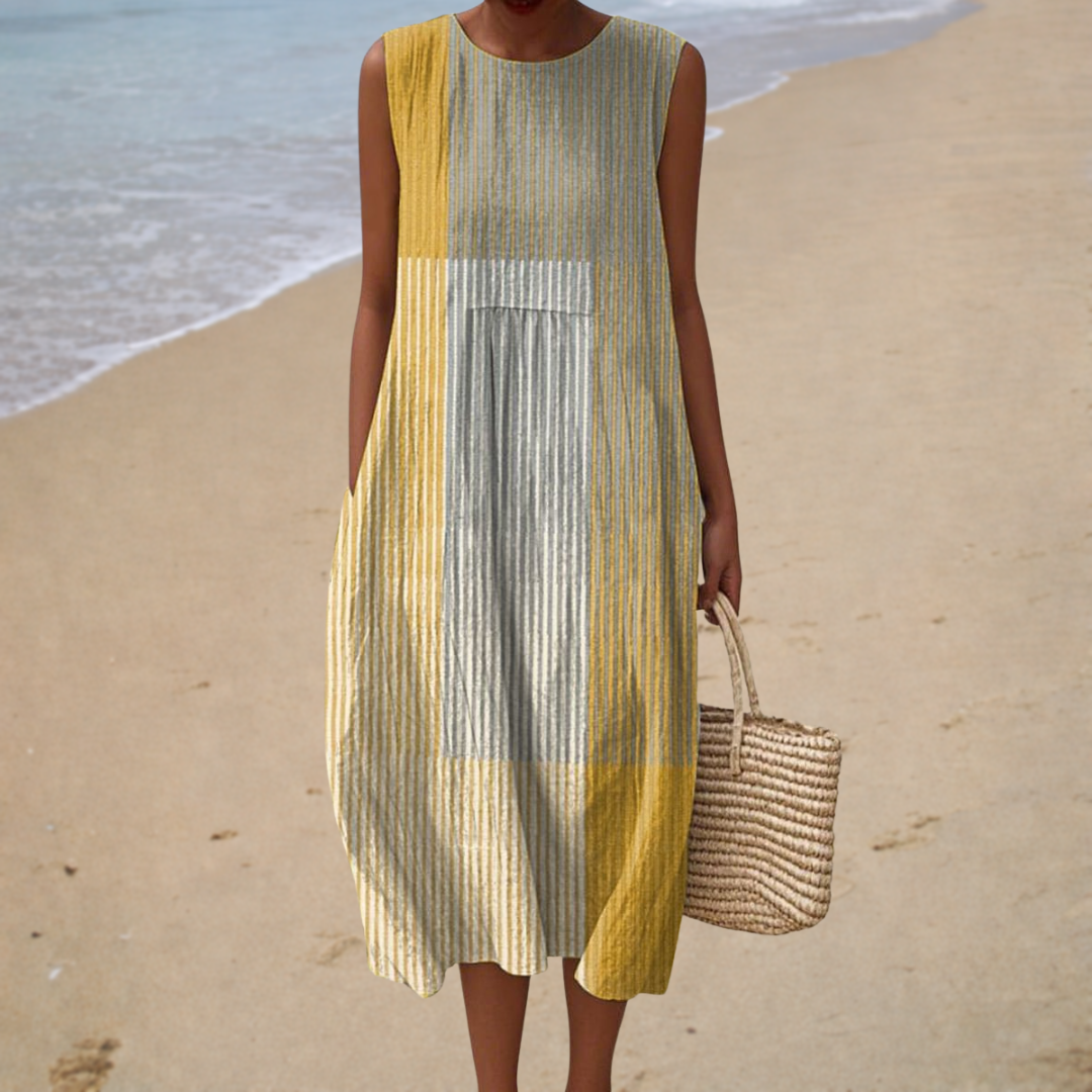 Ambre | Robe Midi Moderne Sans Manches Femme