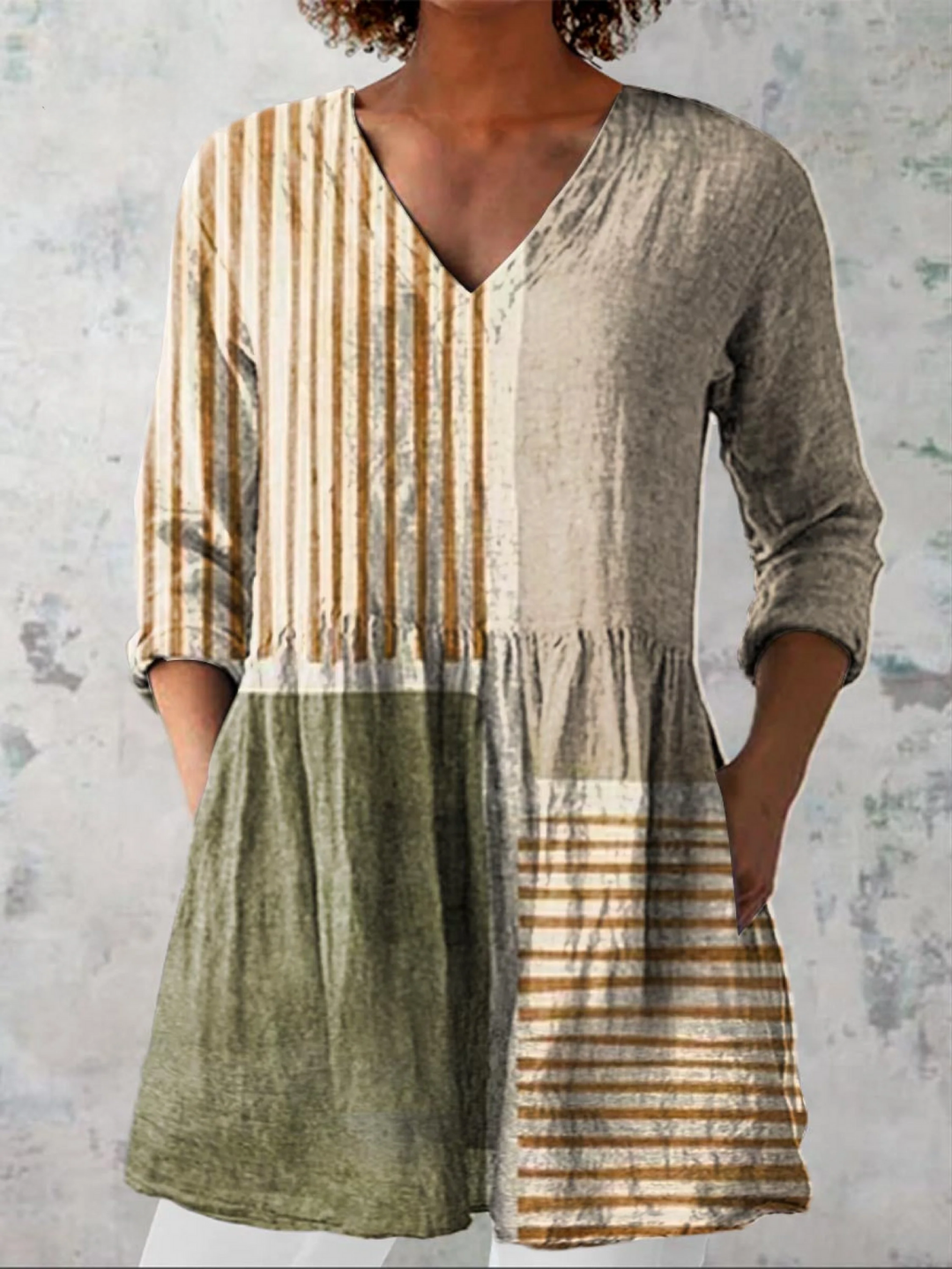 Camille | Longue blouse à col V femme