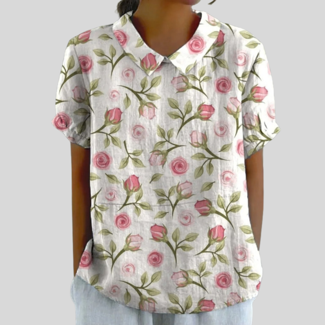 Élodie | Blouse roses délicates femme
