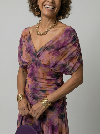 Pénélope | Robes midi fluides off-épaules femme