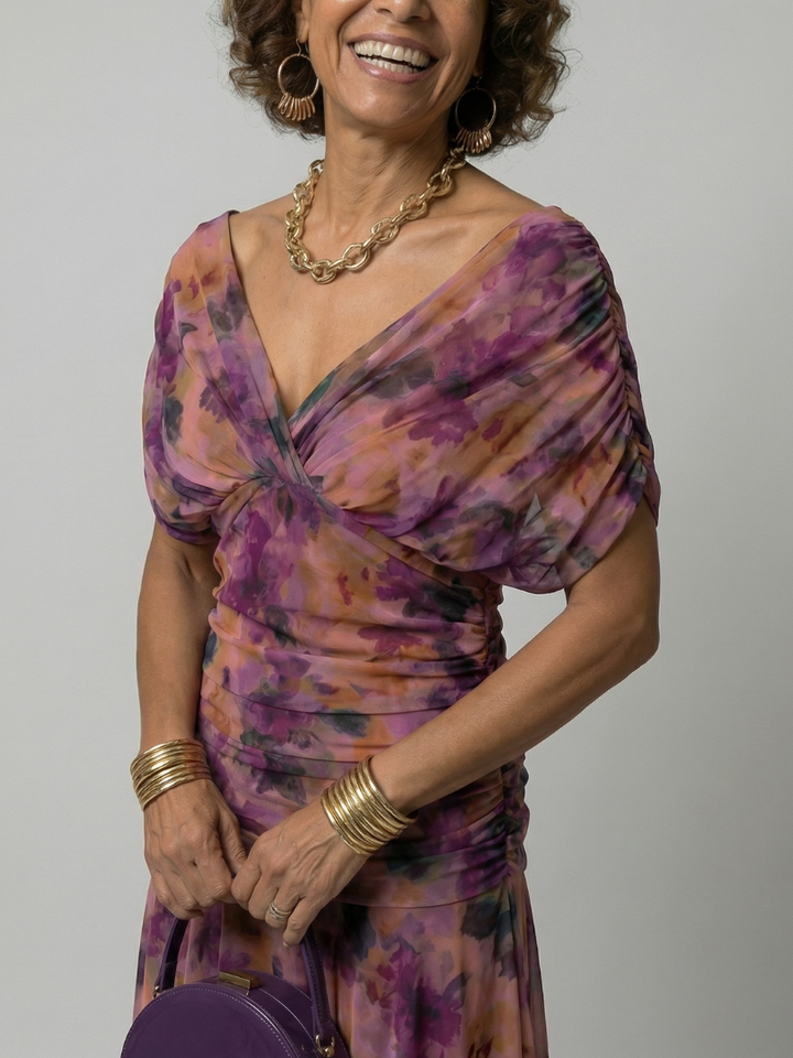Pénélope | Robes midi fluides off-épaules femme