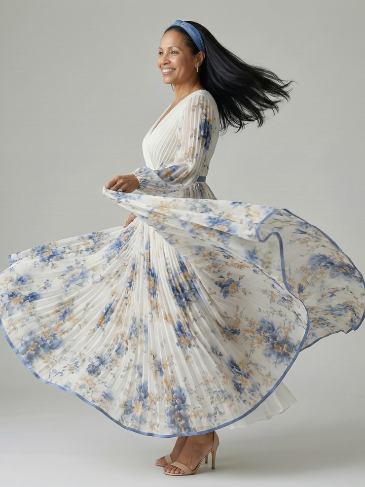 Claudine | Robe midi drapée plissée femme