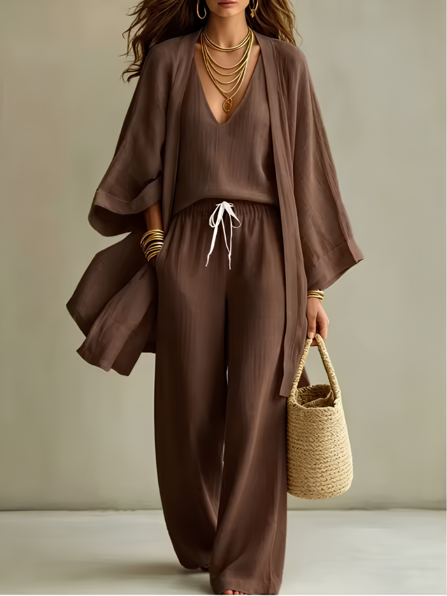 Elena — Ensemble femme 3 pièces en lin