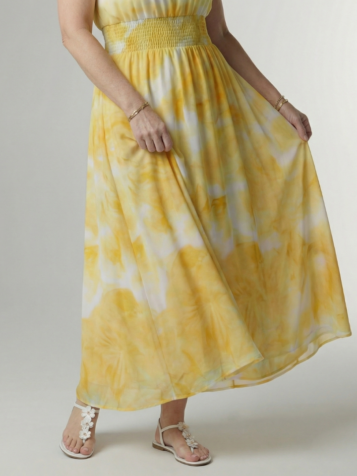 Michelle | Robe midi à encolure halter froncée femme