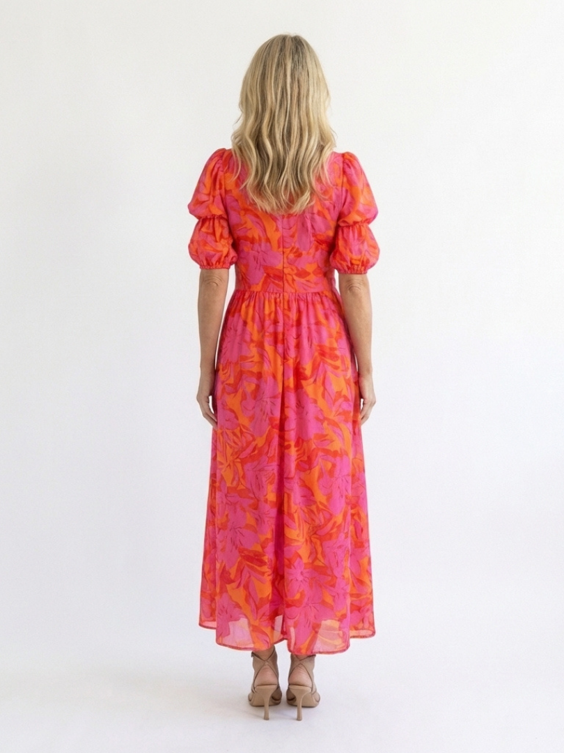 Juliet | Robe midi à manches bouffantes et décolleté en V floral femme