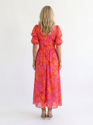 Juliet | Robe midi à manches bouffantes et décolleté en V floral femme