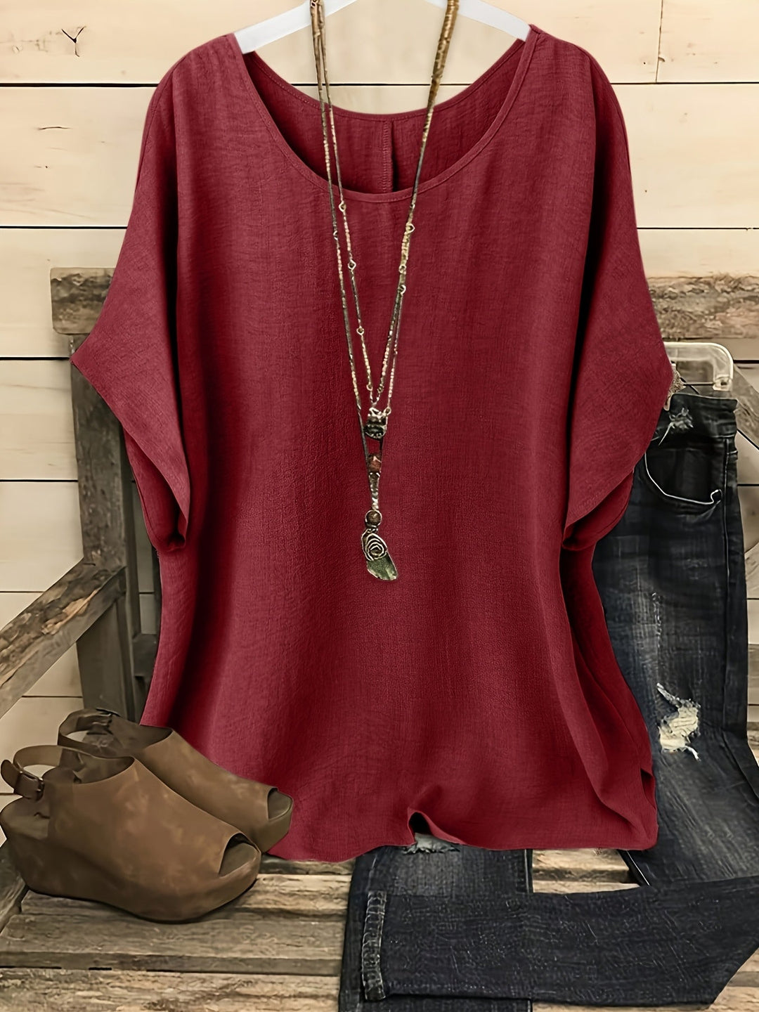 Élise — T-shirt femme col rond manches courtes