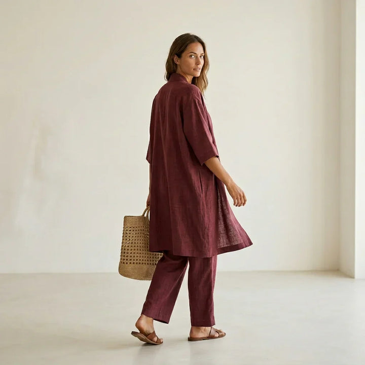 Océane | Ensemble Trois Pièces Élégant en Lin Femme