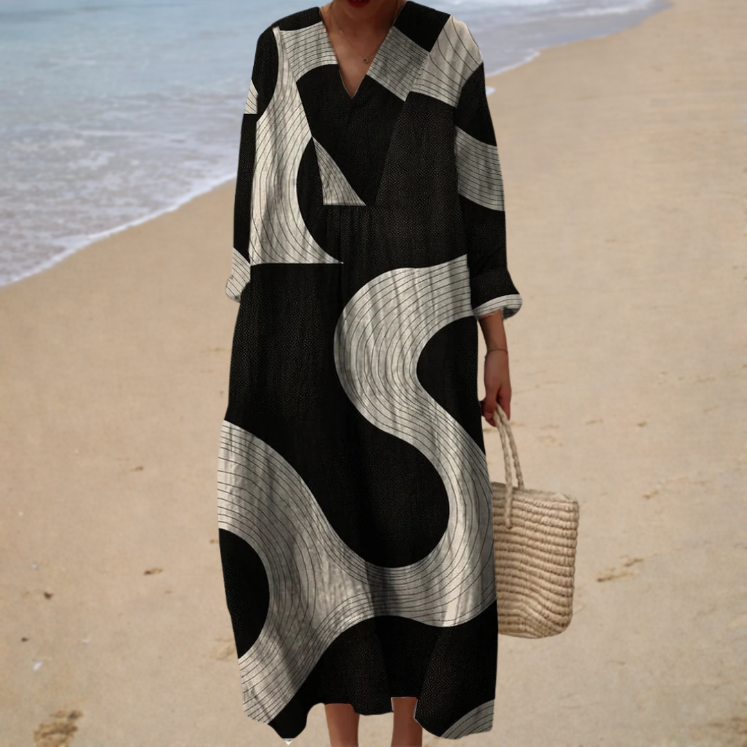 Eléonore | Robe Longue Graphique Femme