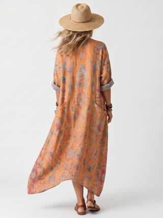 Remi — Robe midi femme imprimée à col cranté