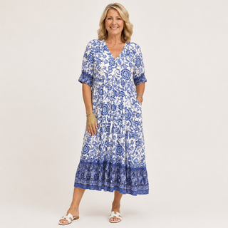 Isabelle | Robe fleurie V-neck élégante femme