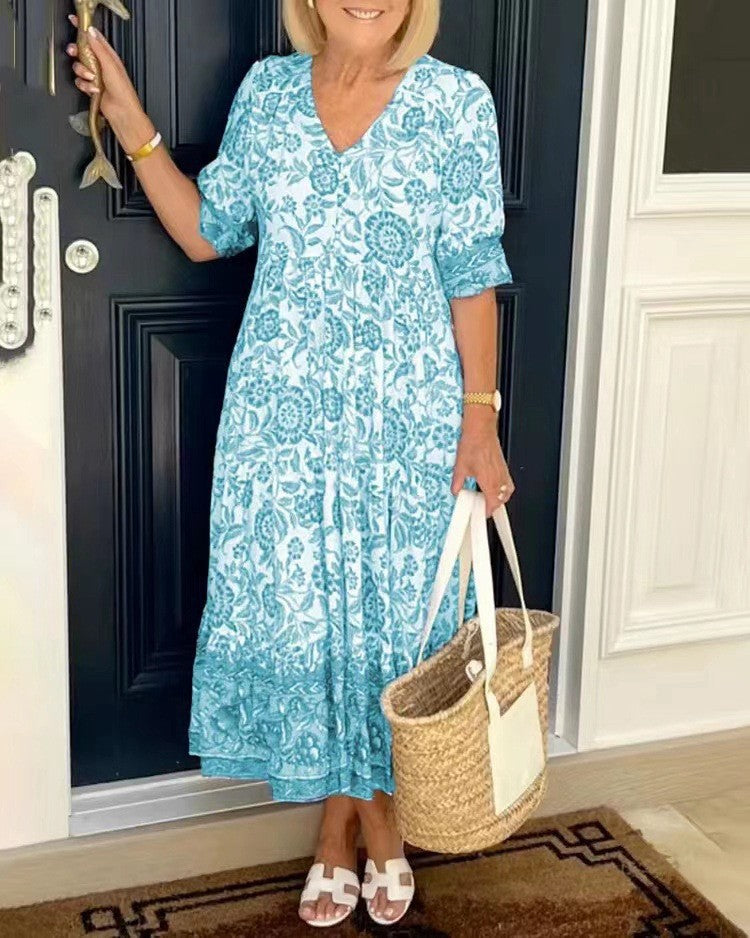 Keisha | Robe fleurie décolleté en V élégante femme
